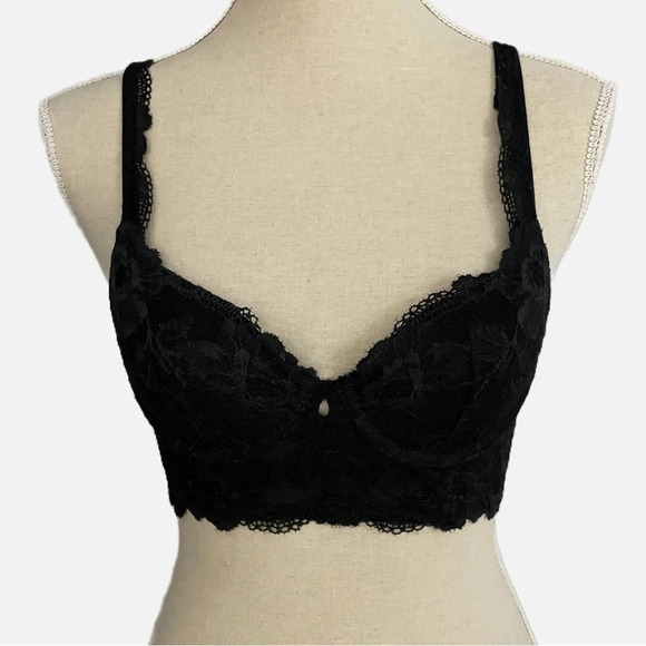 Victoria’s Secret Body By Victoria Lined Demi Bustier‎ Bra Black Lace Size 32B - Picture 2 of 11